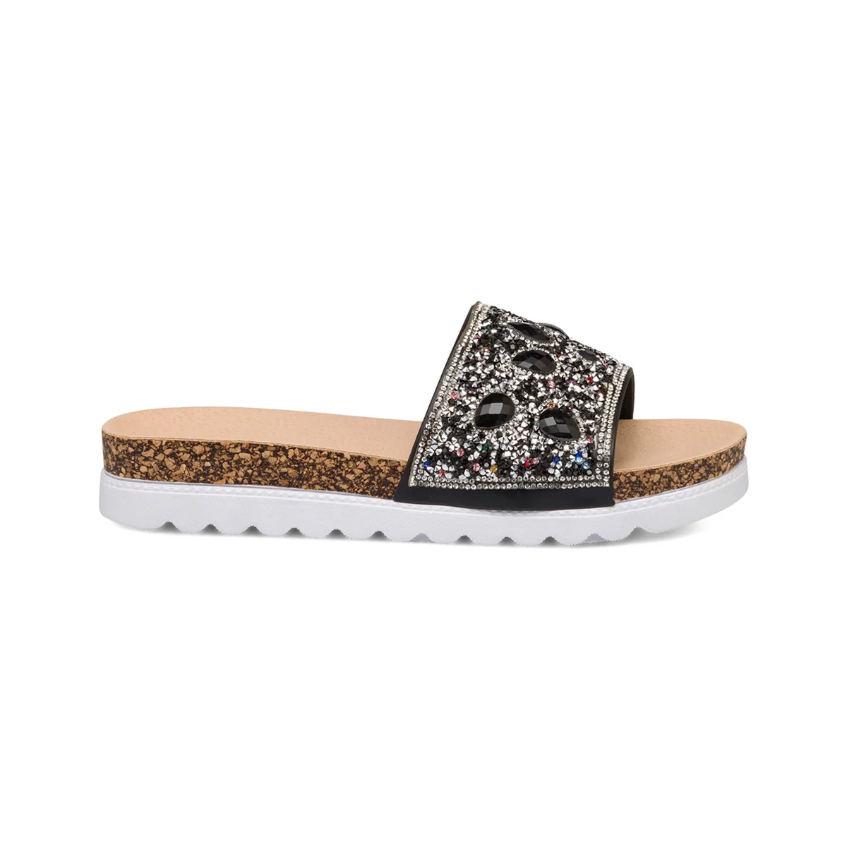 Ciabatte da donna nere con dettagli gioiello strass Lora Ferres