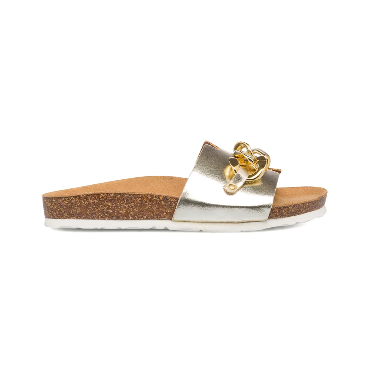 Ciabatte da donna platino con maxi-catena Italia Trend Wendy