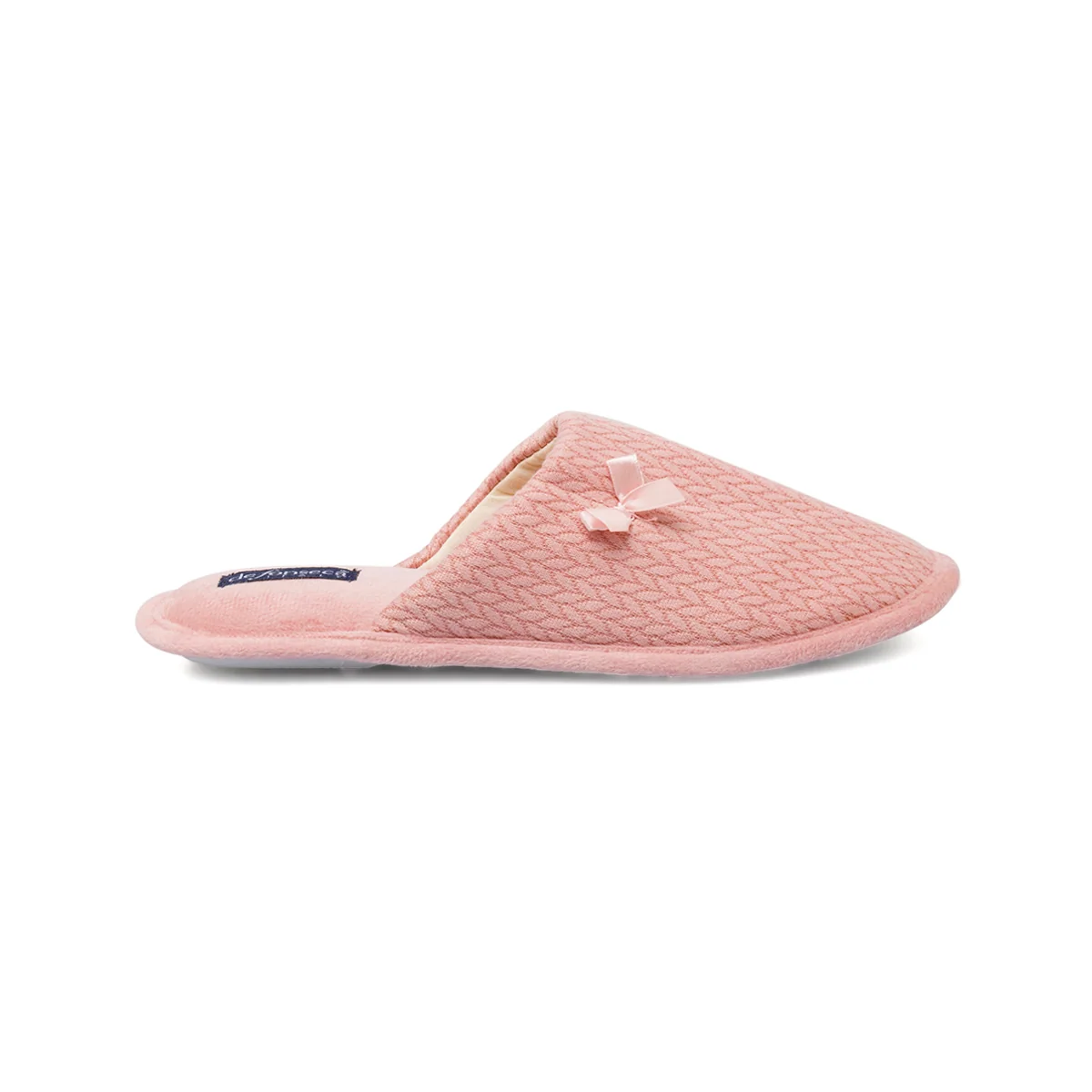 Ciabatte da donna rosa in tessuto con fantasia a maglia e fiocco De Fonseca