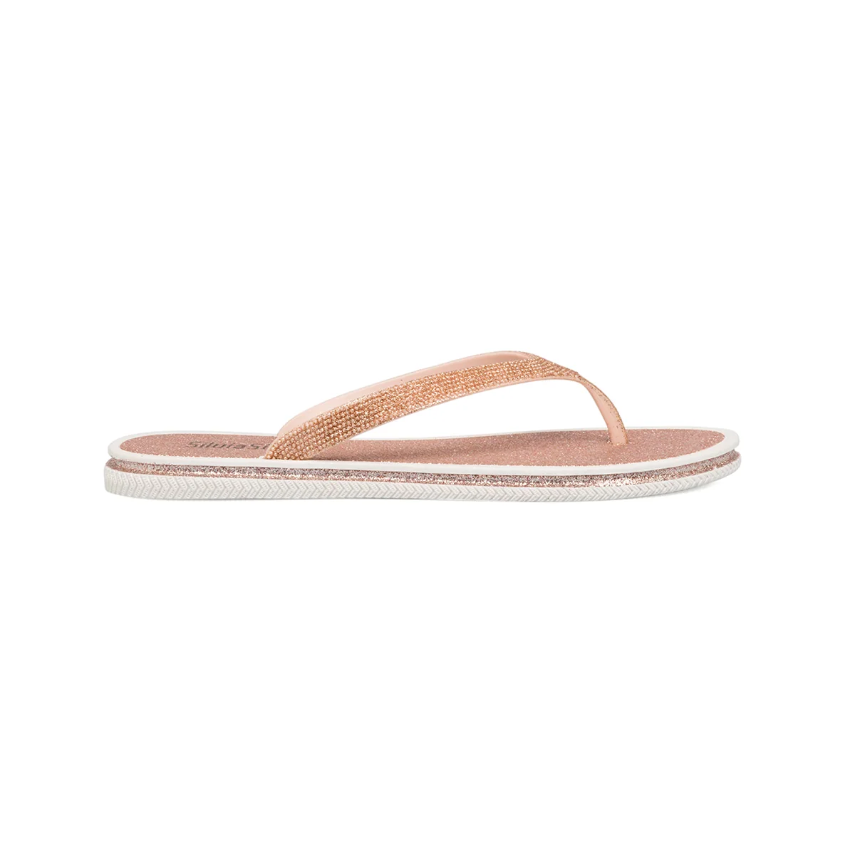 Ciabatte infradito champagne con strass da donna Silvia Sikel