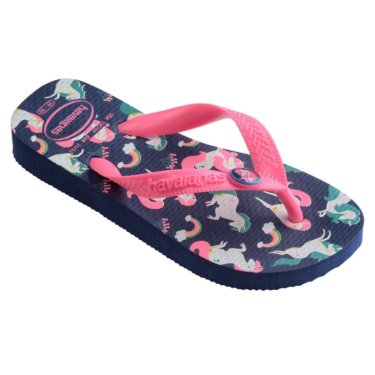 Ciabatte infradito da bambina blu e rosa con stampa sulla suola Havaianas Kids Fantasy