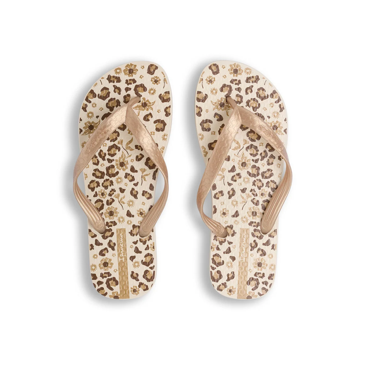 Ciabatte infradito da Donna beige con stampa animalier e cinturini bronzo Ipanema