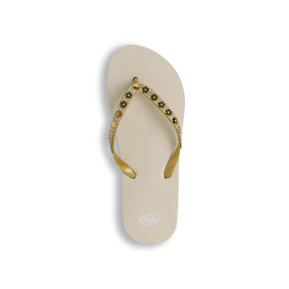 Ciabatte infradito da Donna beige con strass e fiori decorativi Griff
