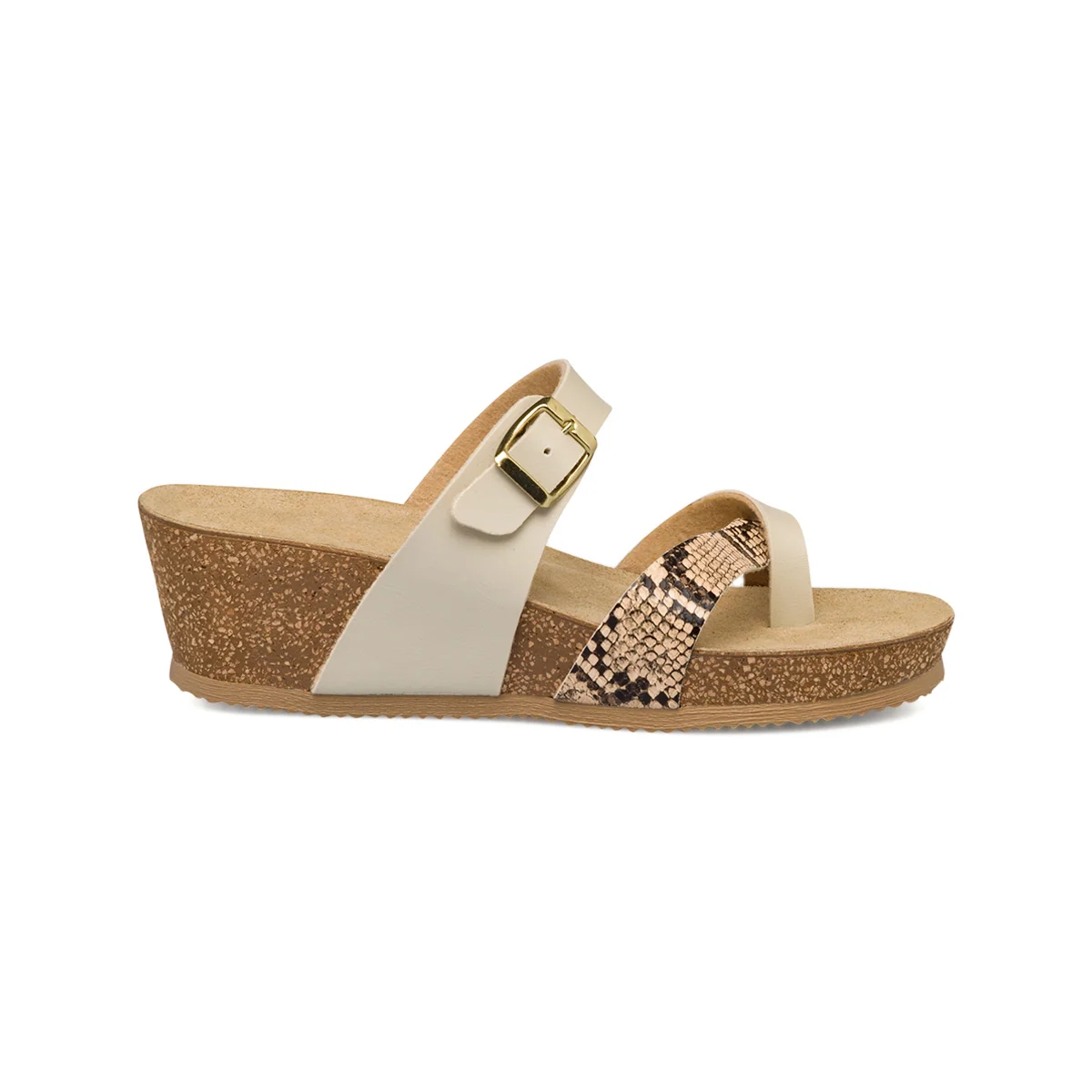 Ciabatte infradito da donna beige dettaglio effetto pitonato StilRosa