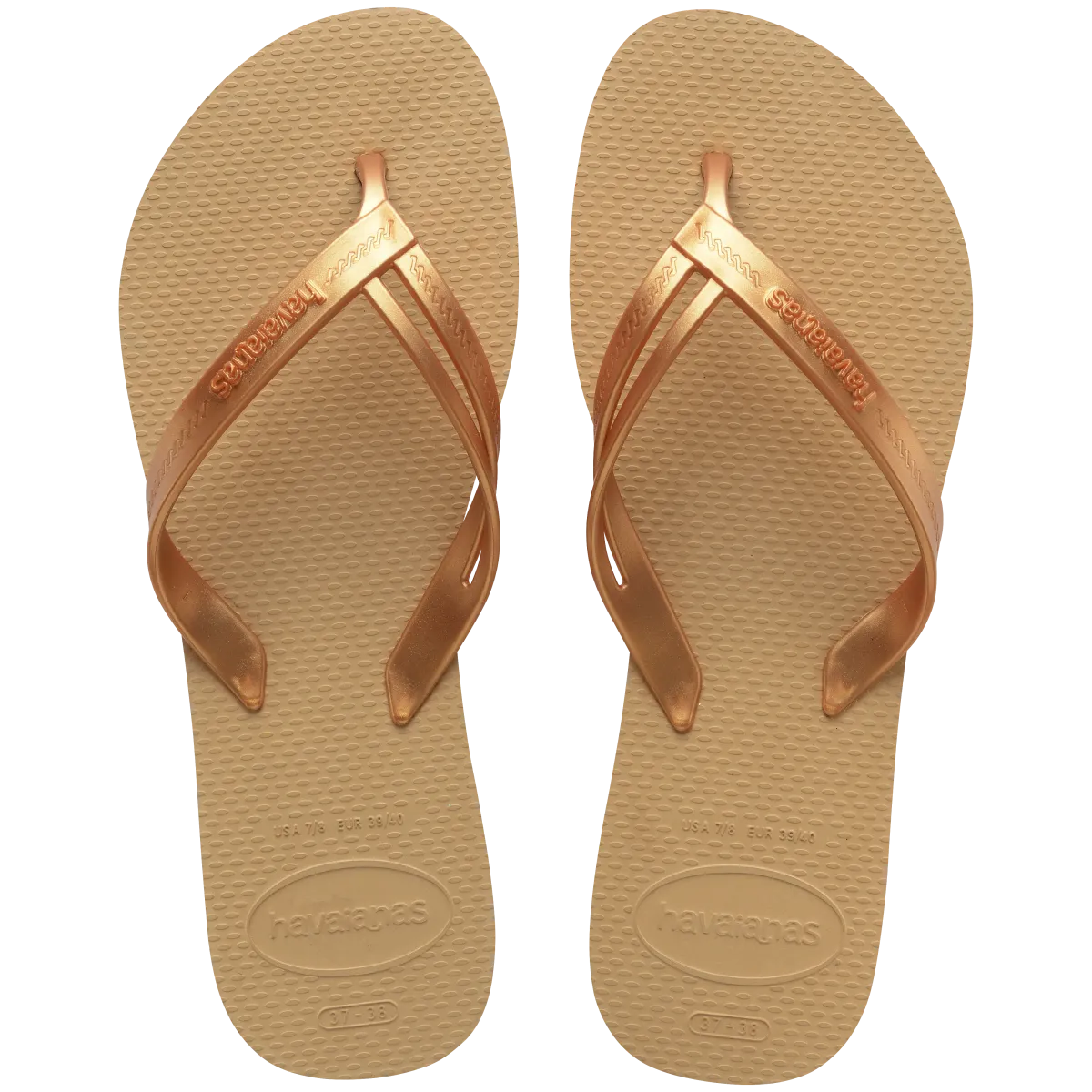 Ciabatte infradito da Donna color oro metallizzato e beige Havaianas