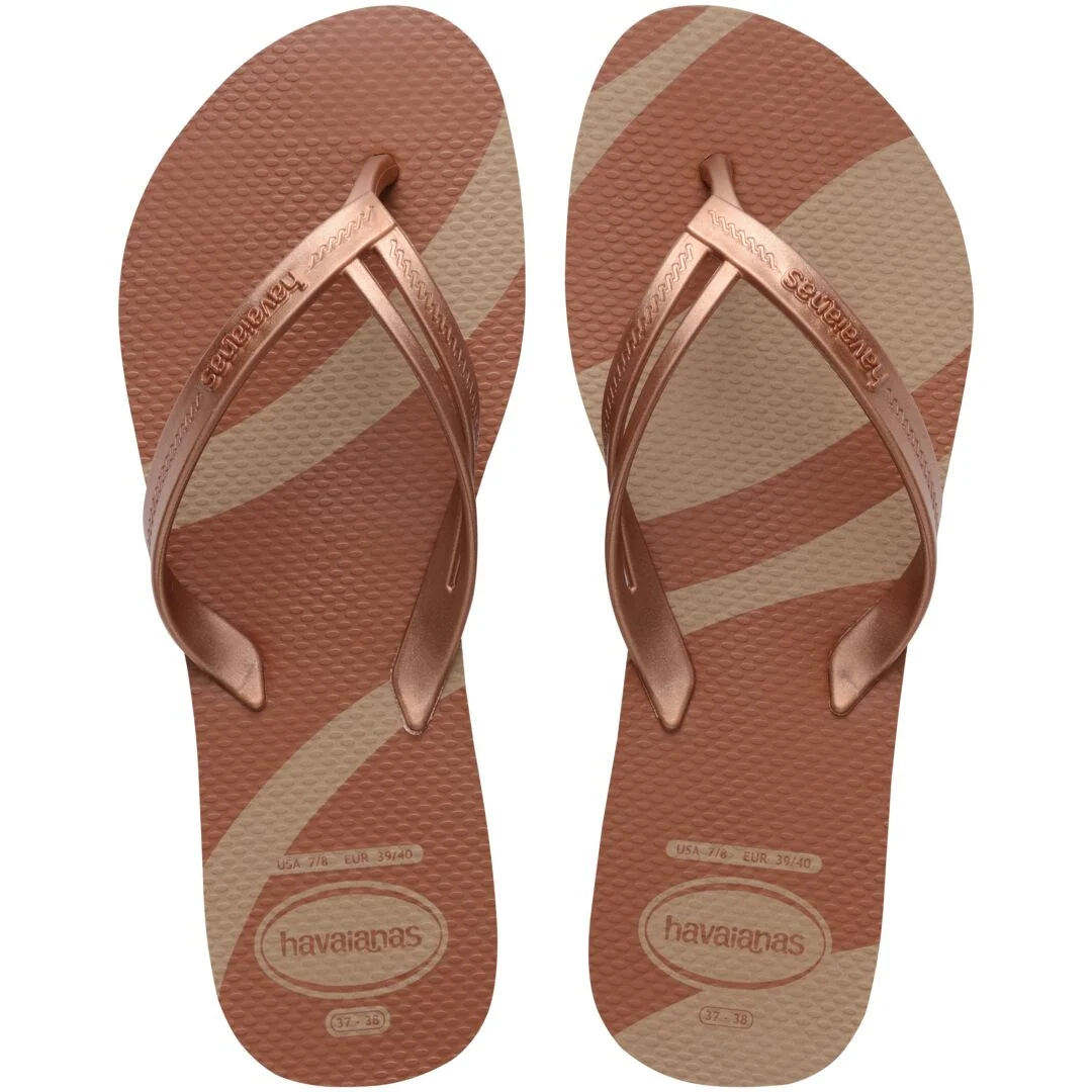 Ciabatte infradito da Donna marroni e oro Havaianas Elegance Print