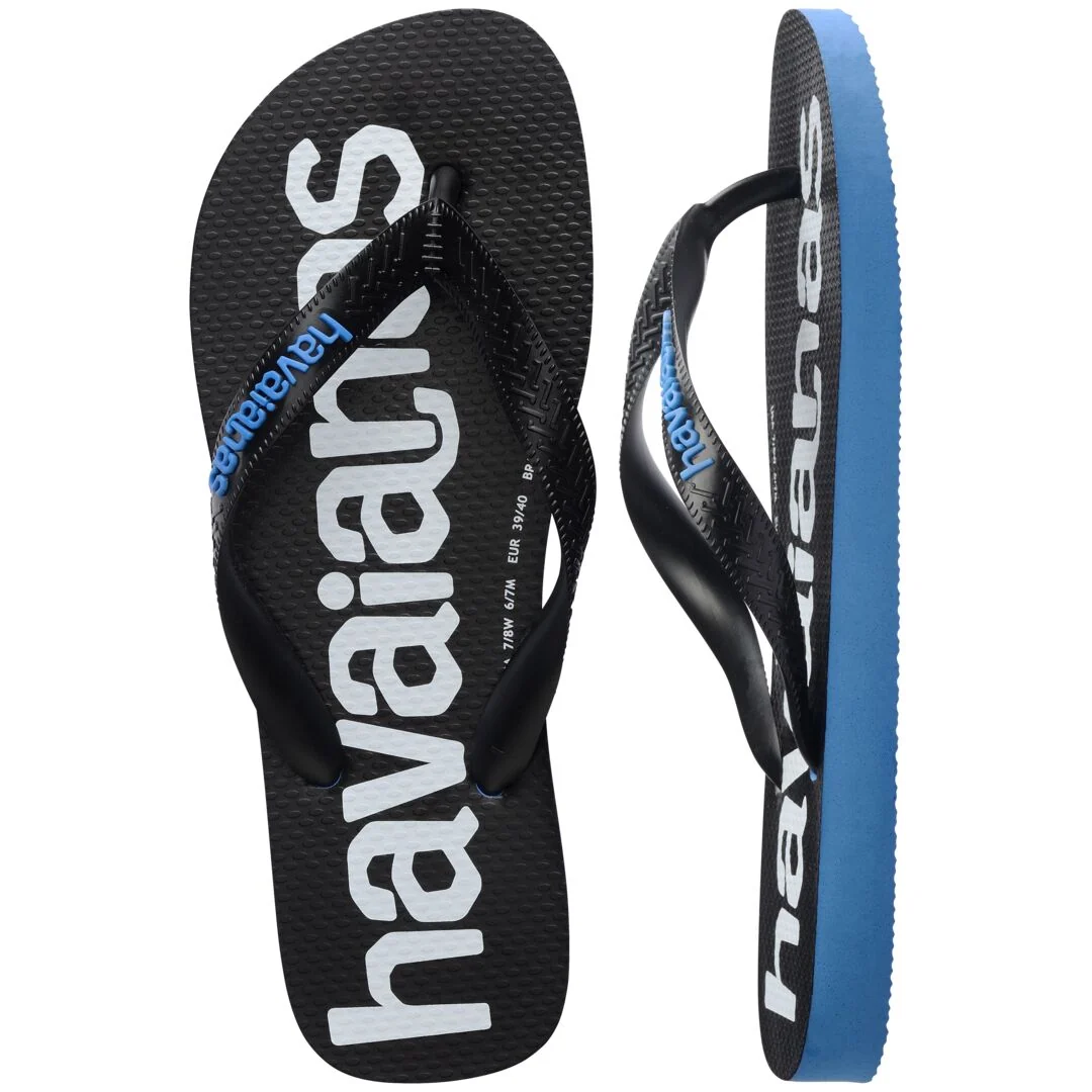 Ciabatte infradito da Uomo blu e nere con maxi logo Havaianas