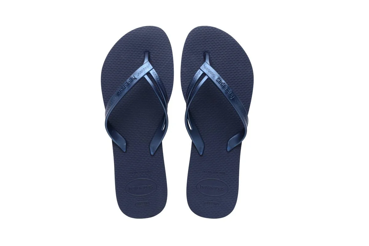 Ciabatte infradito Donna blu con fasce effetto metallizzato Havaianas