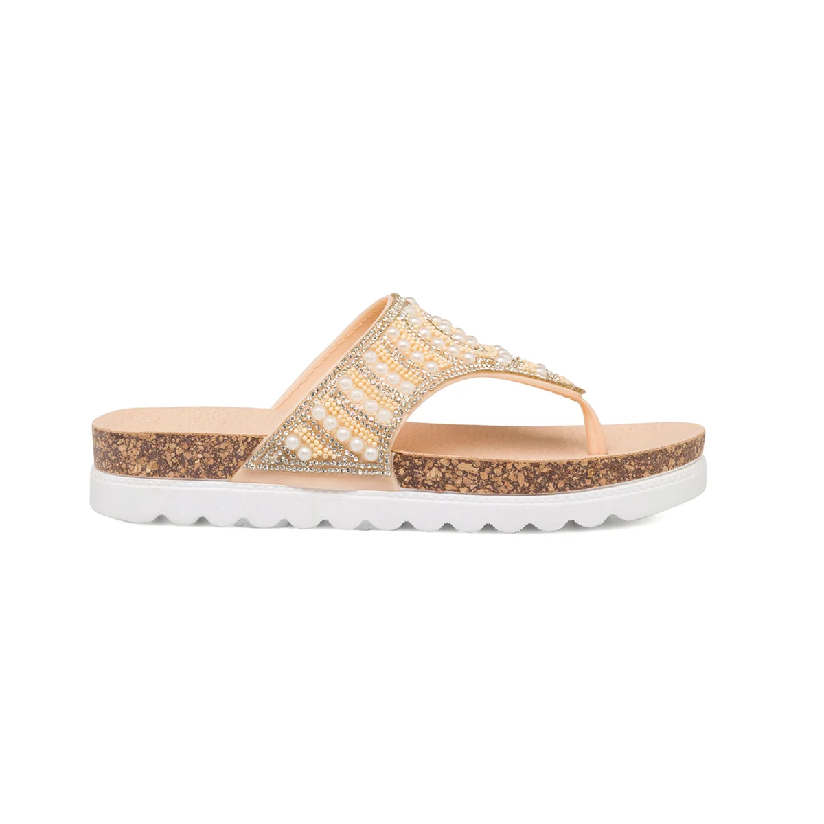Ciabatte infradito oro da donna con strass e perline Lora Ferres On The Beach
