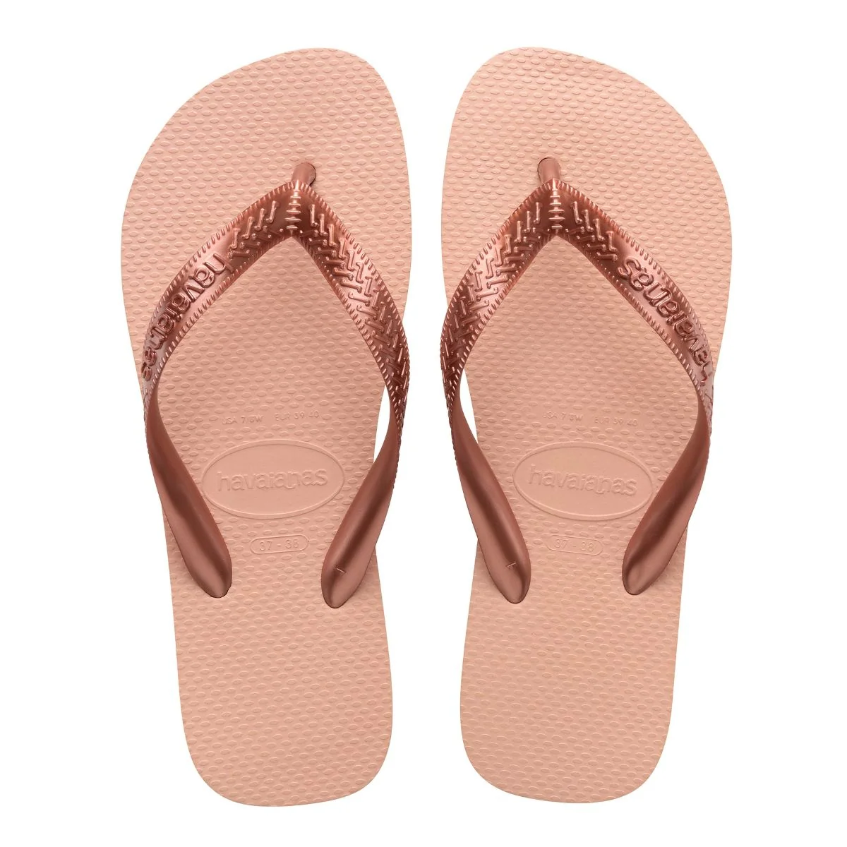 Ciabatte infradito rosa da donna con dettaglio laminato Havaianas Top Tiras