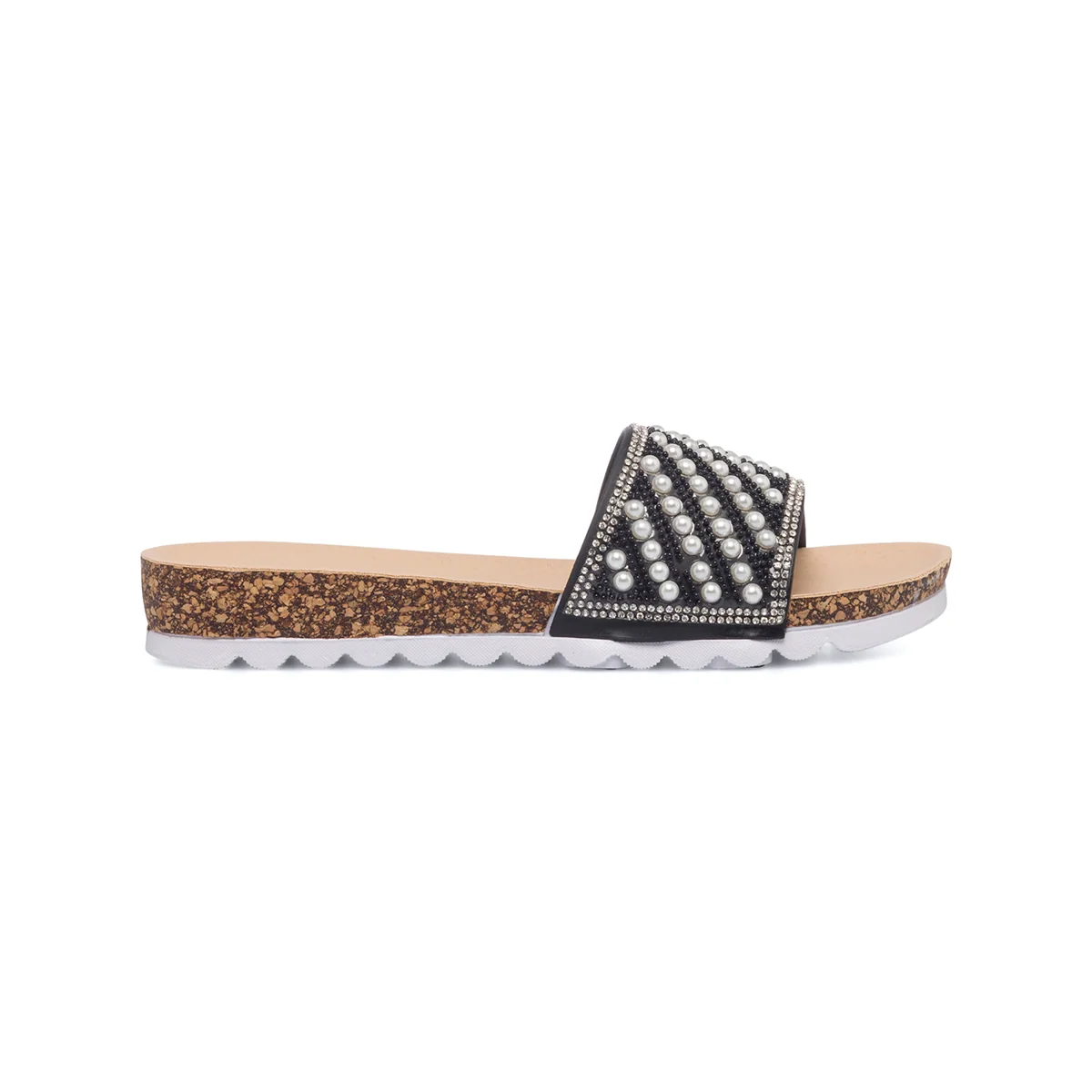Ciabatte nere da donna con strass e perline Lora Ferres On The Beach