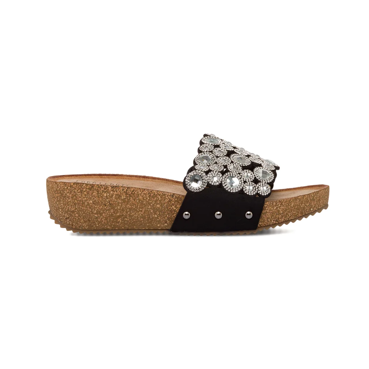 Ciabatte nere da donna con strass e perline Lora Ferres On The Beach