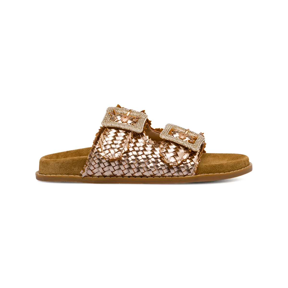 Ciabatte oro da Donna con fibbie gioiello strass Lora Ferres