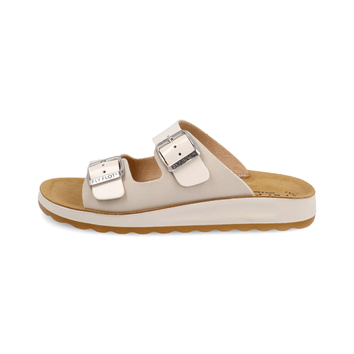 Ciabatte platform bianche da Donna con doppia fibbia Fly Flot