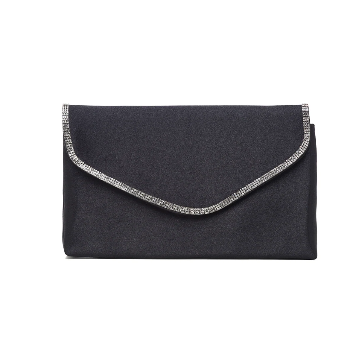 Clutch nera in raso da donna con strass Romeo Gigli Milano Yuri