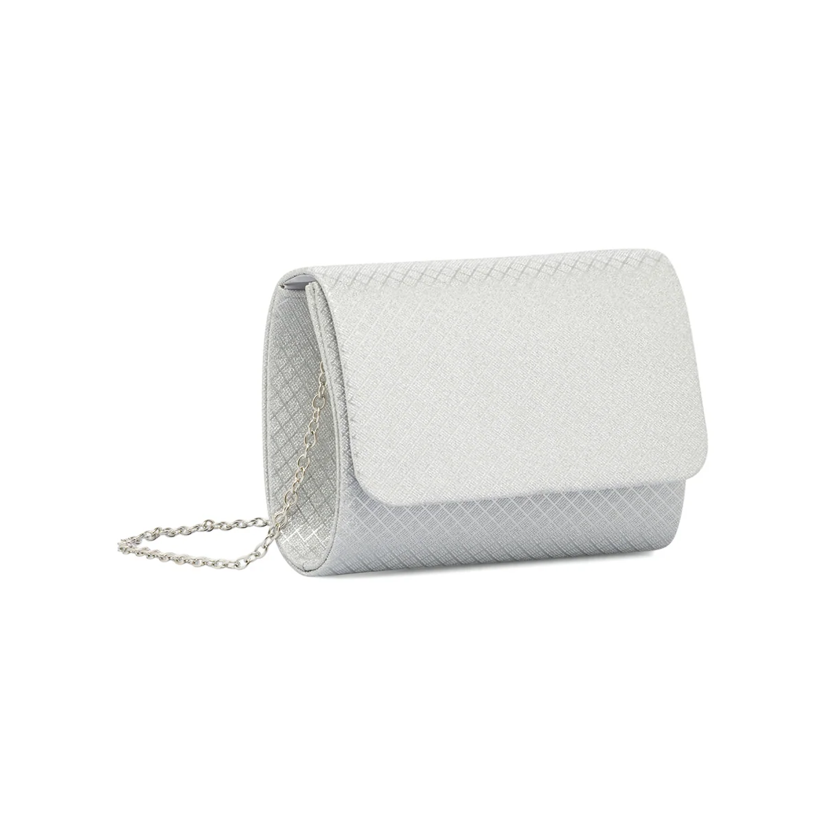 Clutch rigida Argento da Donna con texture geometrica Lora Ferres
