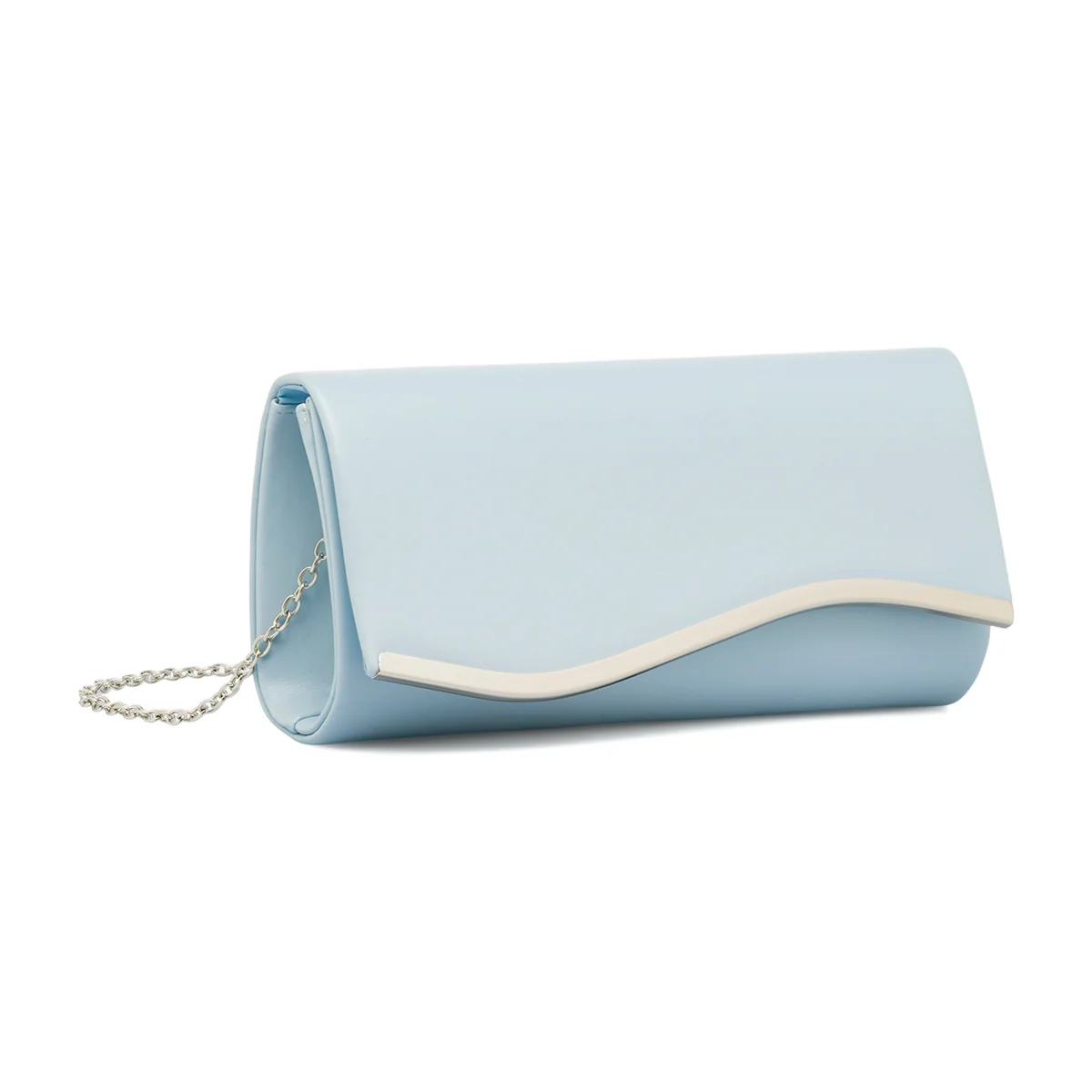 Clutch rigida Azzurra da donna con inserto in metallo frontale Lora Ferres
