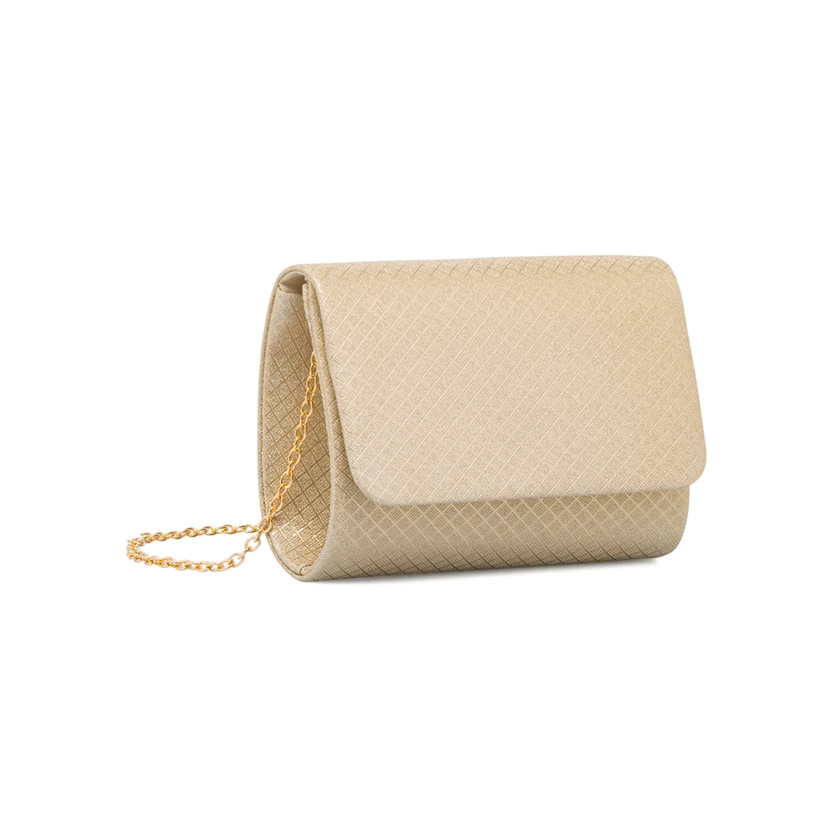 Clutch rigida Oro da Donna con texture geometrica Lora Ferres