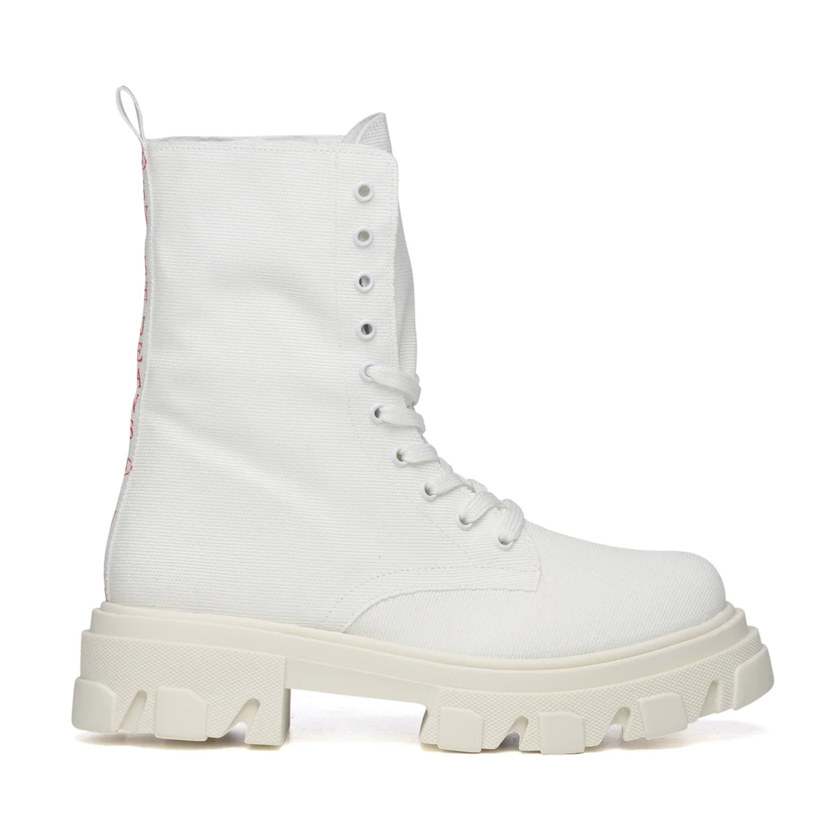 Combat Boots bianchi in canvas Swish Jeans