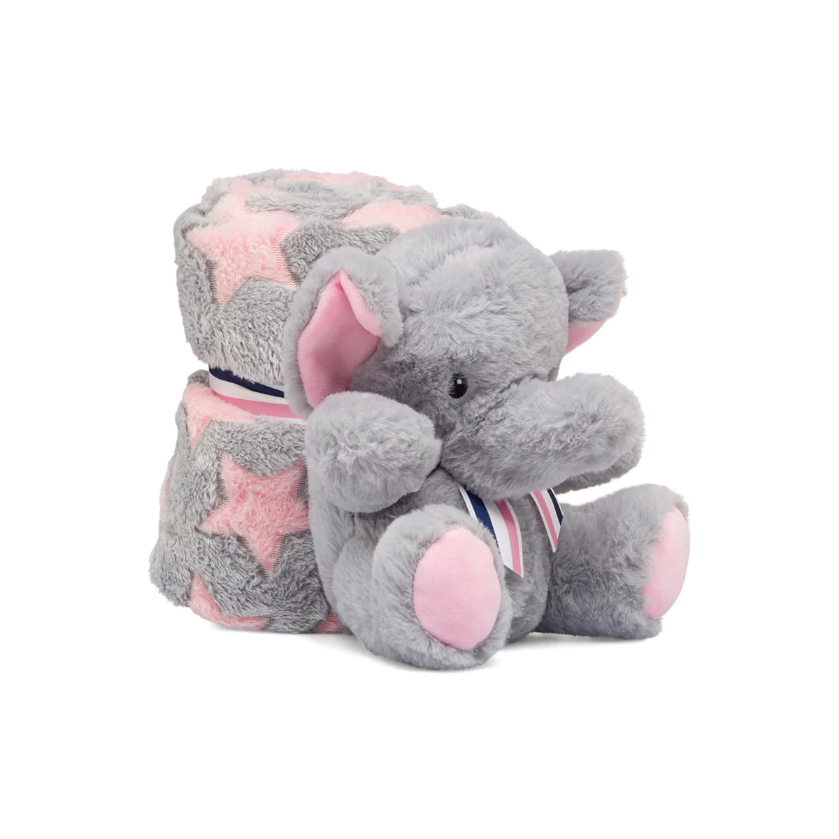 Coperta grigia con peluche elefantino Perletti