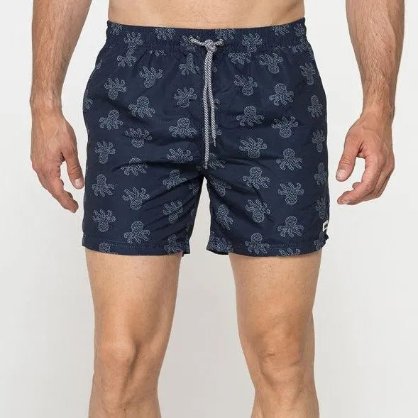 Costume da bagno da uomo blu con stampa polipetti Carrera Jeans