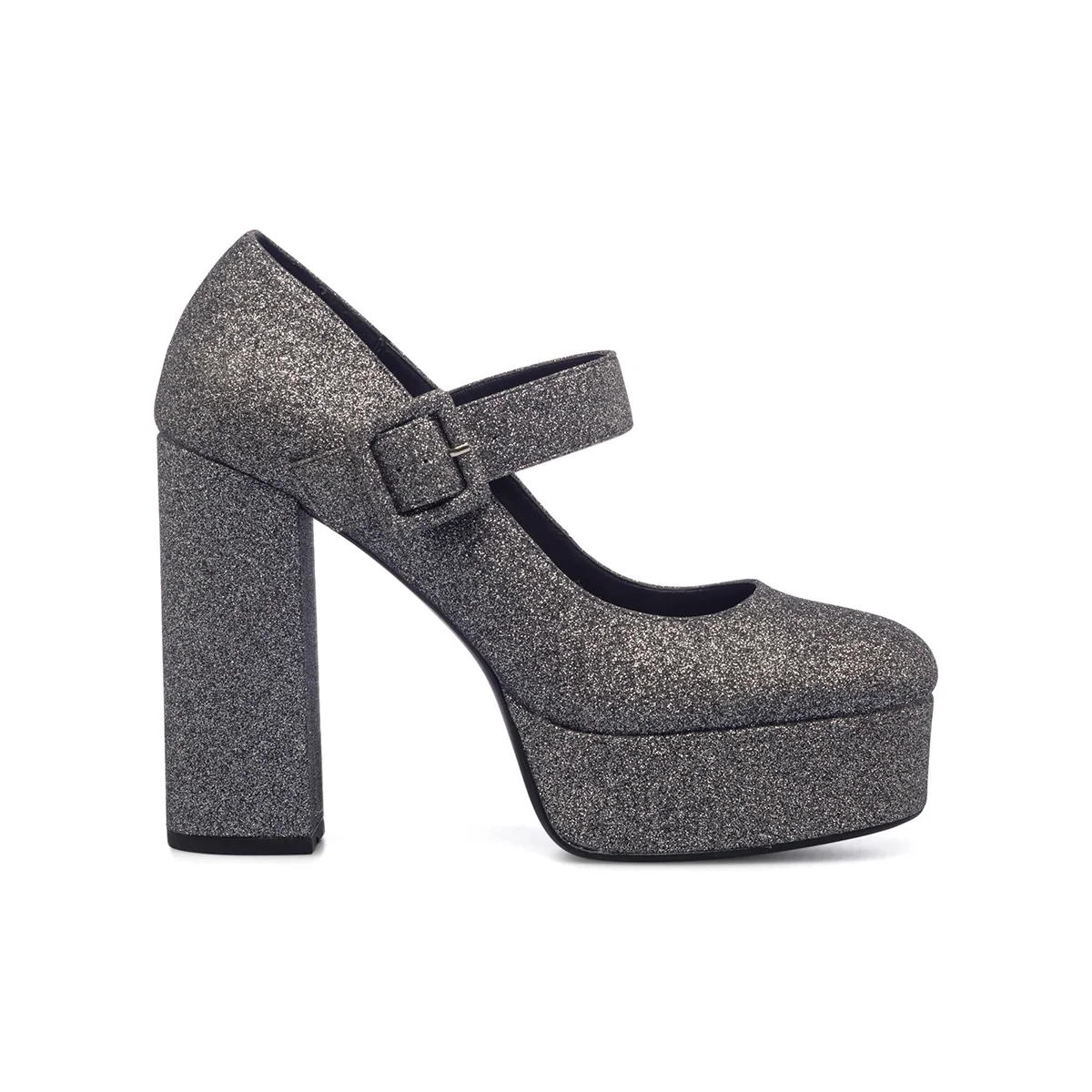 Décolleté argento glitterate con plateau 4 cm Lora Ferres