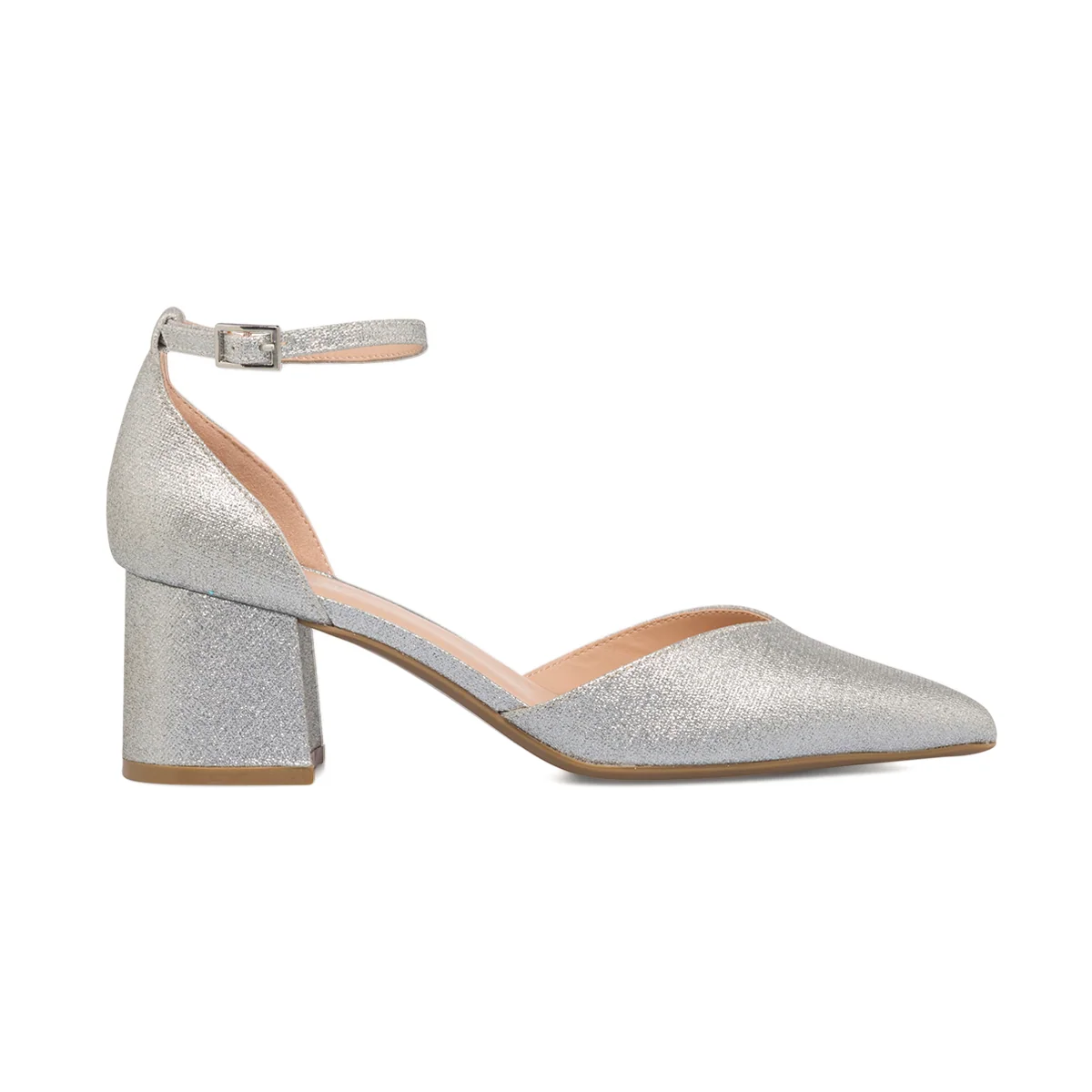Décolleté argento glitterate con tacco a blocco 6 cm Lora Ferres