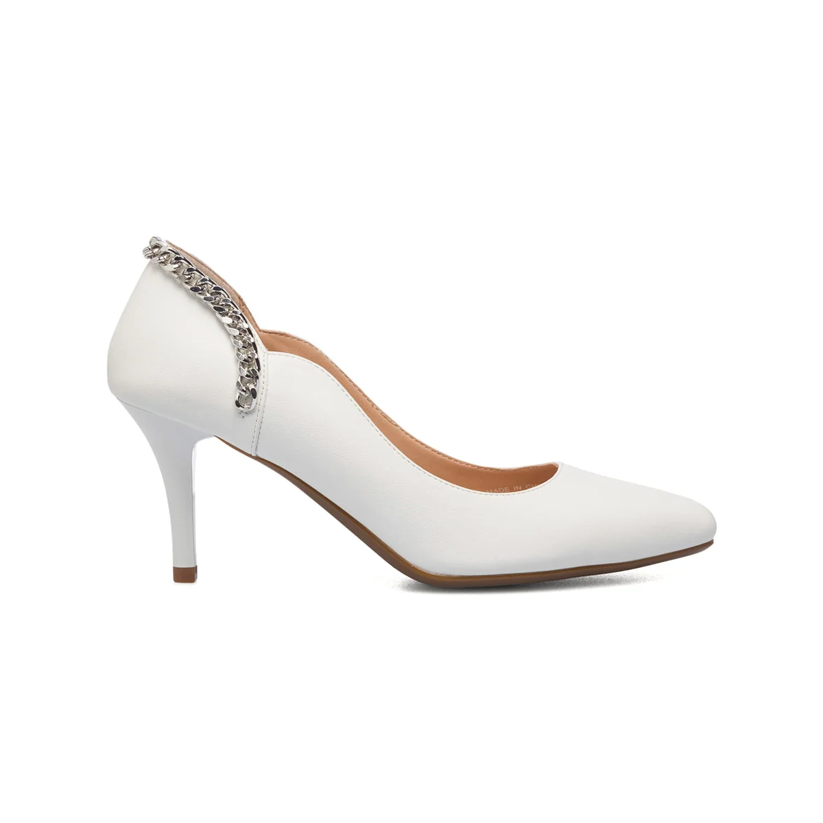 Décolleté bianche con catenina argento e tacco 7 cm Lora Ferres