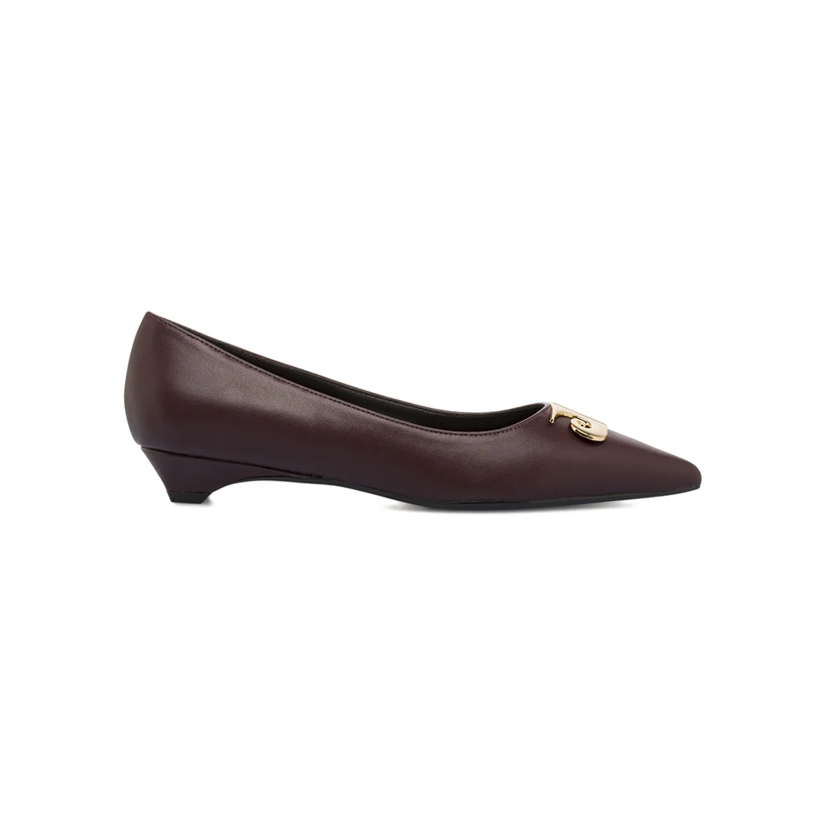 Décolleté bordeaux Donna con tacco kitten e inserto oro Pierre Cardin