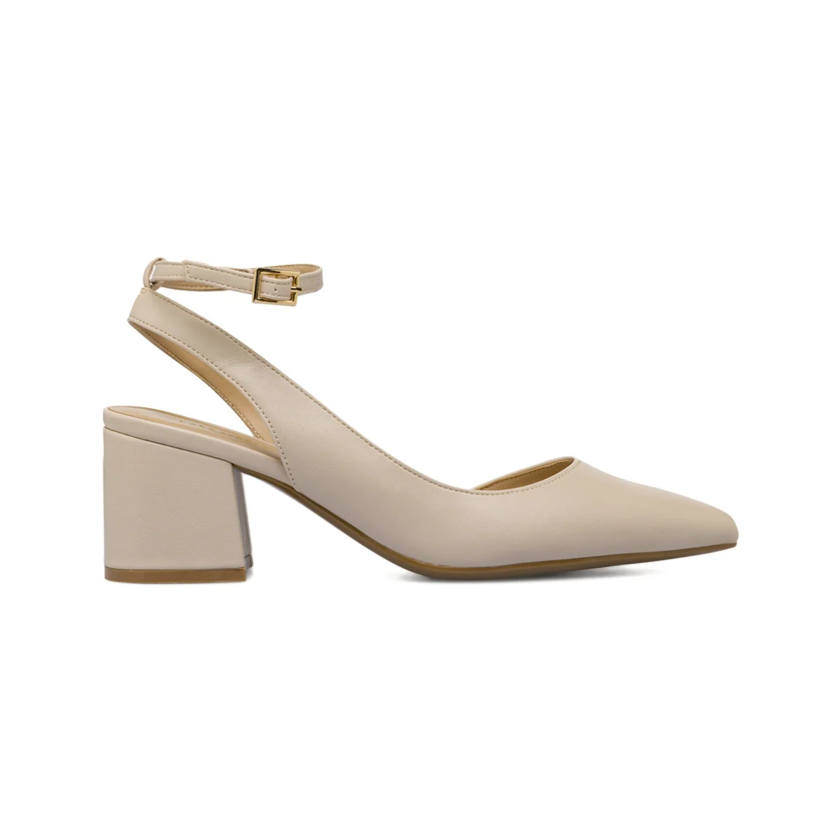 Décolleté da donna beige con punta e tacco a colonna 7 cm Lora Ferres