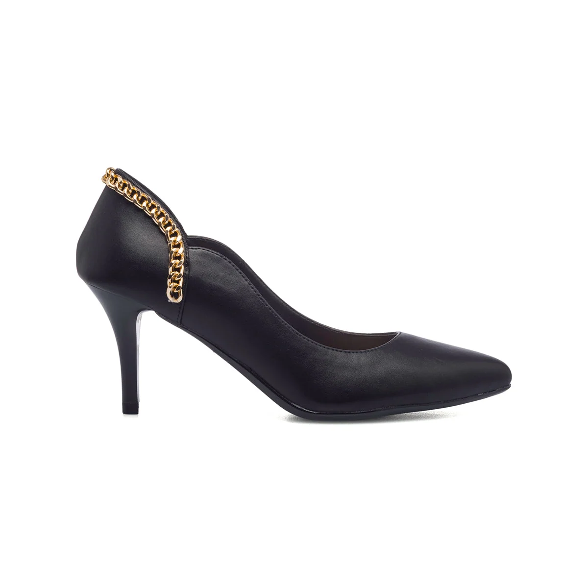Décolleté nere con catenina oro e tacco 7 cm Lora Ferres