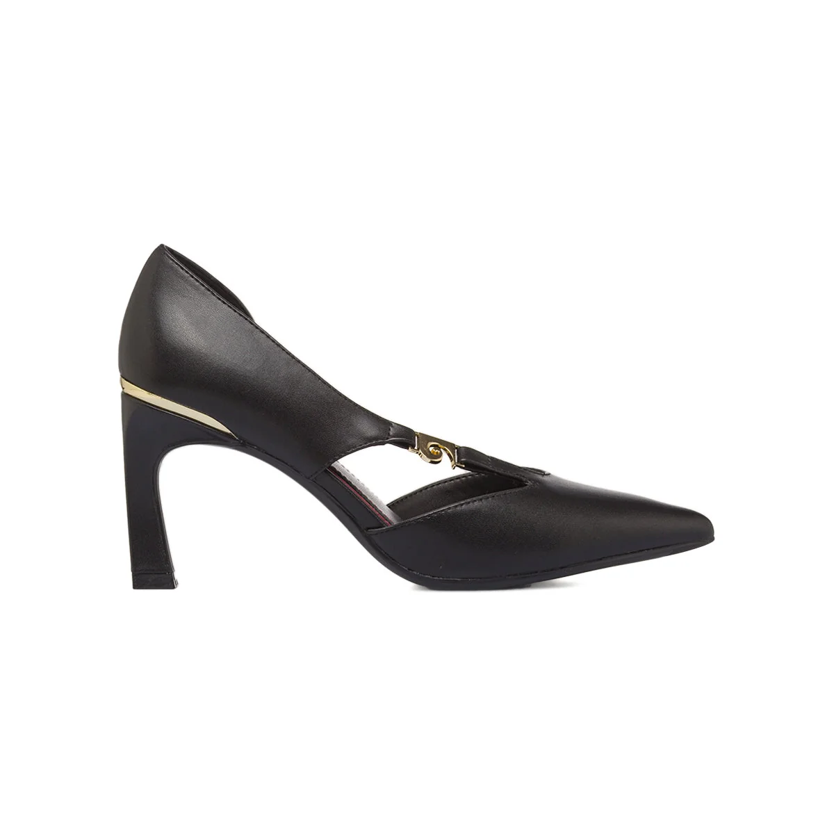 Décolleté Nere da Donna in Pelle con logo dorato Pierre Cardin