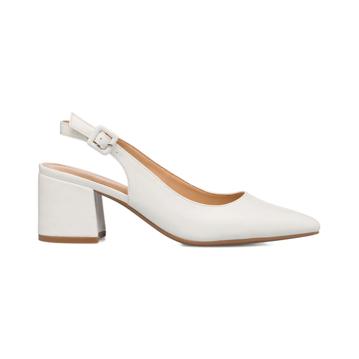 Décolleté slingback bianche con cinturino e tacco a blocco 6 cm Lora Ferres