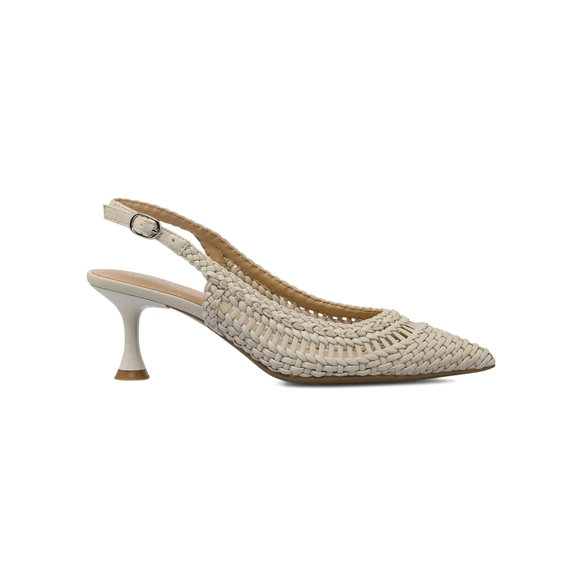 Décolleté slingback bianco off-white Donna con tacco 6 cm Lora Ferres