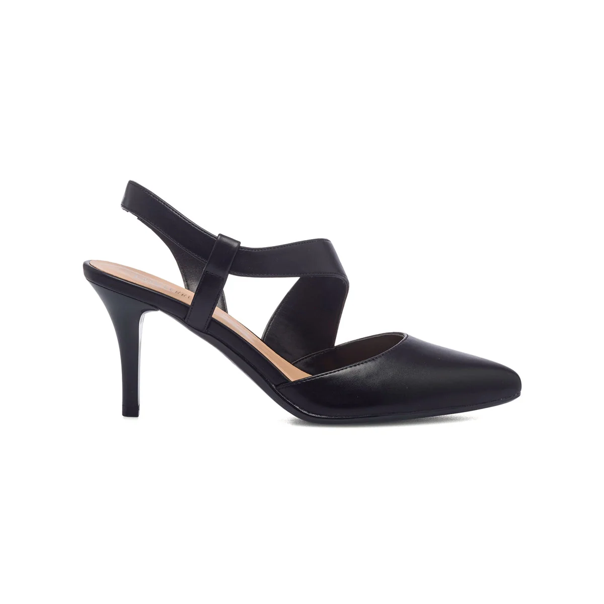 Décolleté slingback nere con cinturino e tacco 7 cm Lora Ferres
