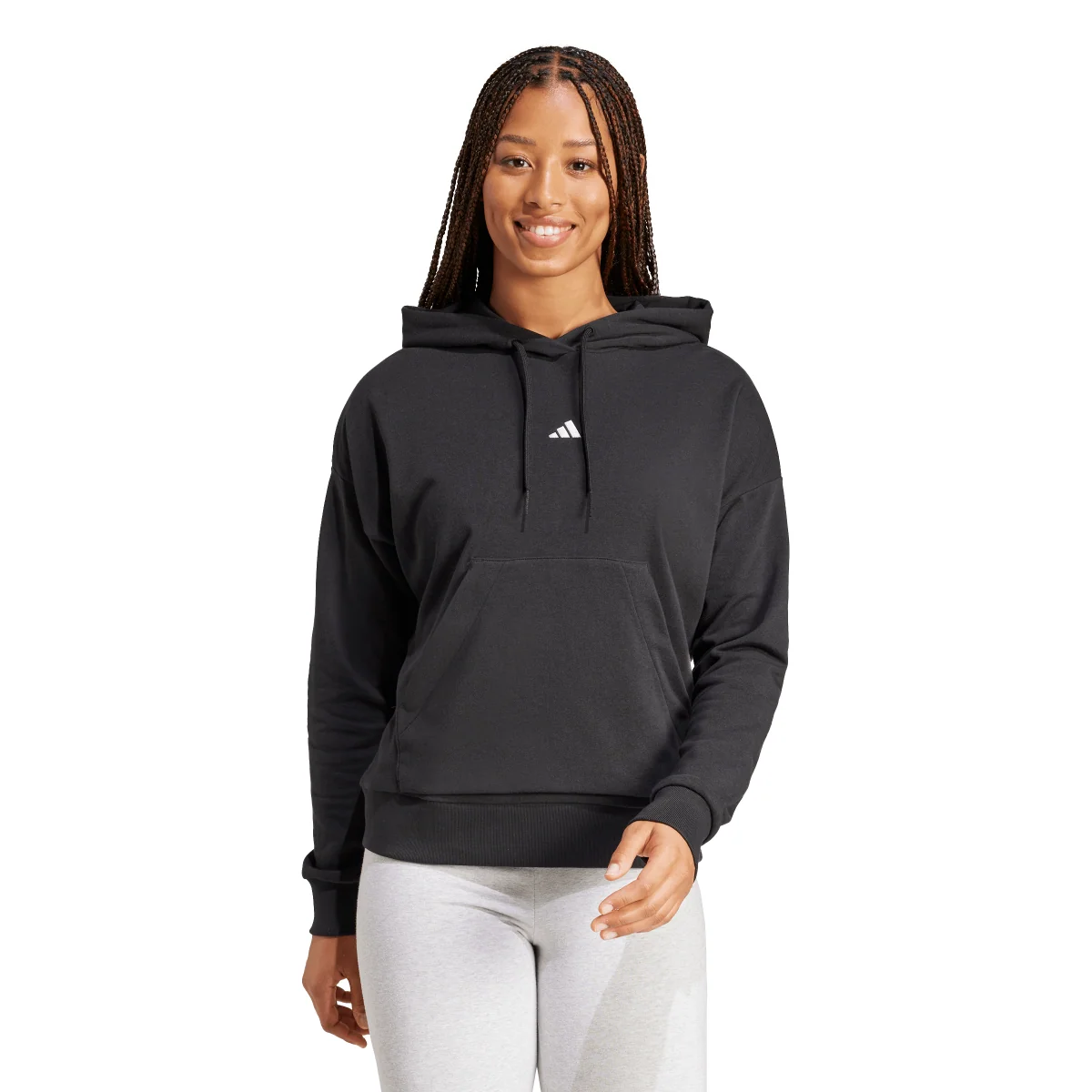 Felpa con cappuccio nera da Donna con logo adidas