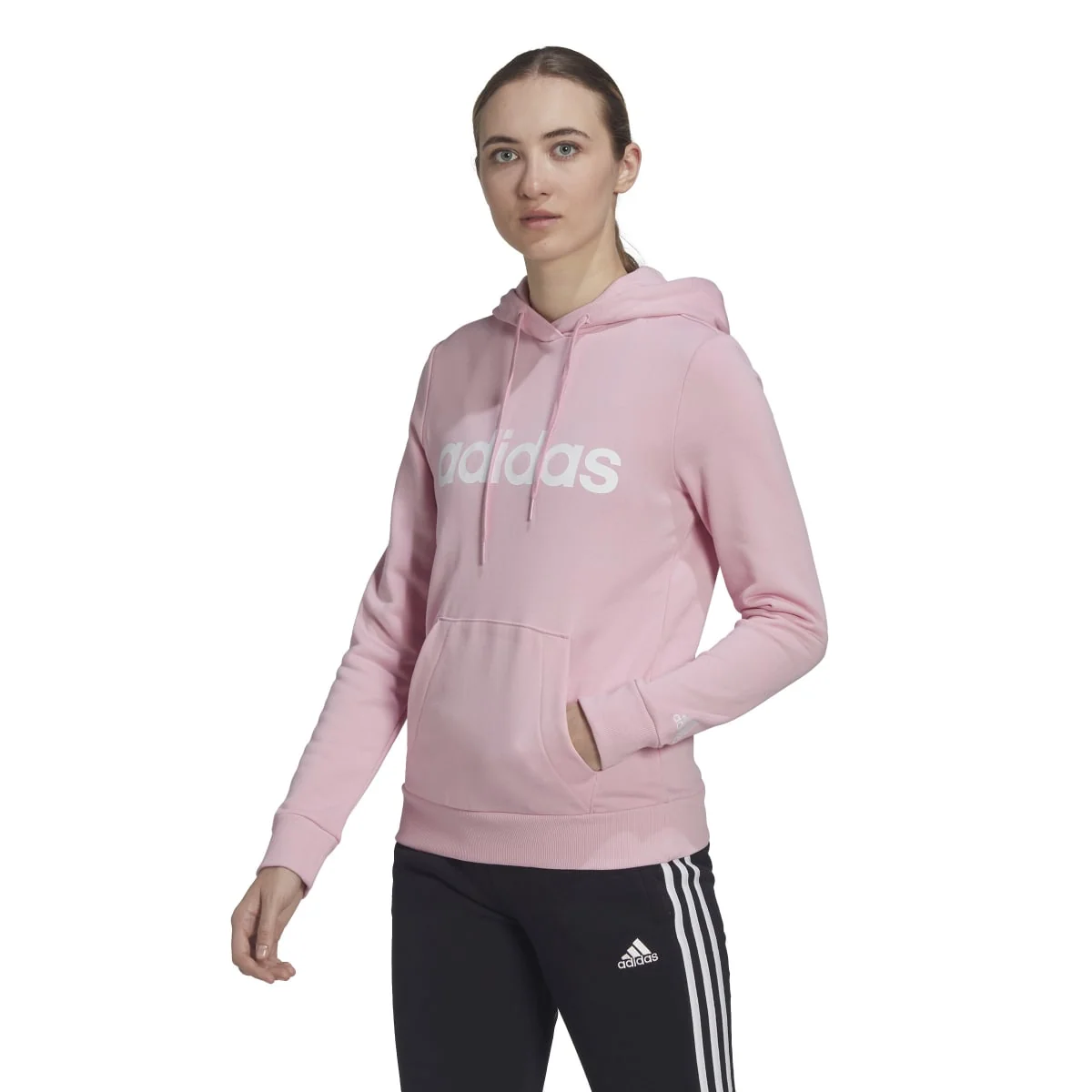 Felpa con cappuccio rosa da donna adidas Essentials Logo