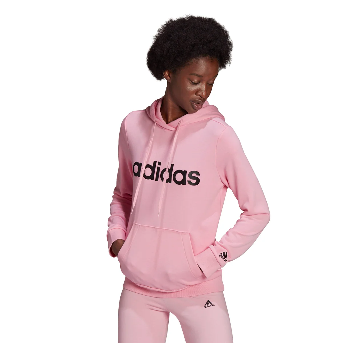 Felpa con cappuccio rosa da donna adidas Essentials Logo