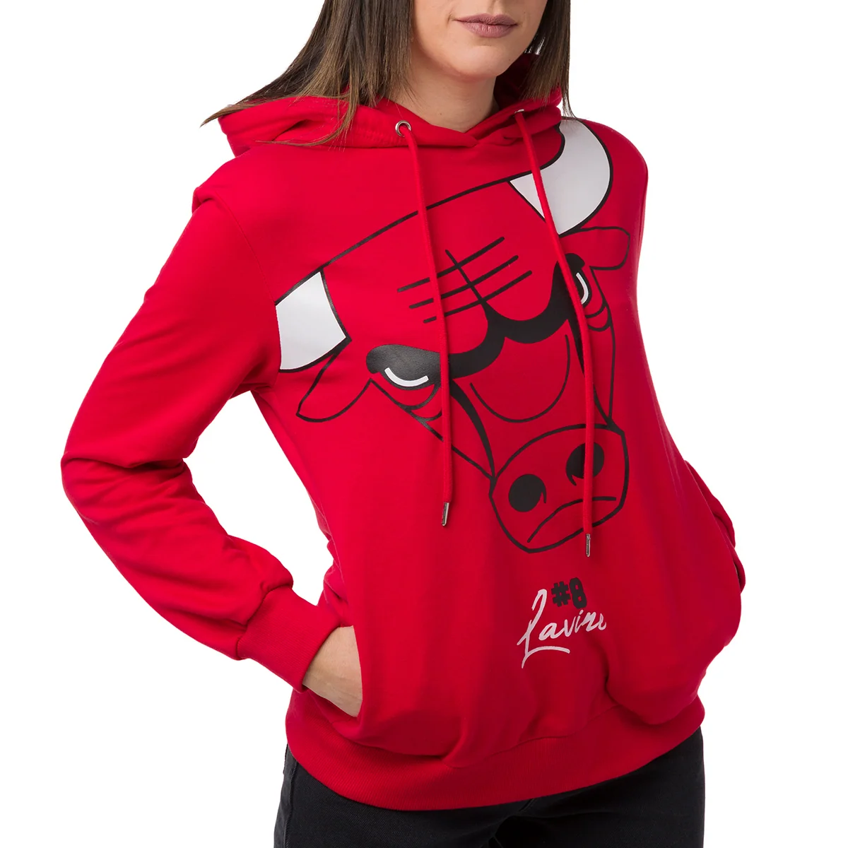 Felpa con cappuccio rossa da Donna con tasca Chicago Bulls e Zach Lavine NBA