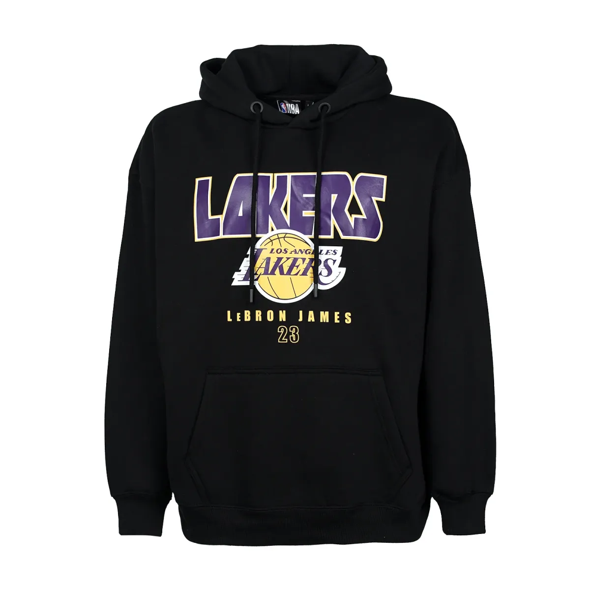 Felpa nera con cappuccio e tasca e mega logo Los Angeles Lakers NBA