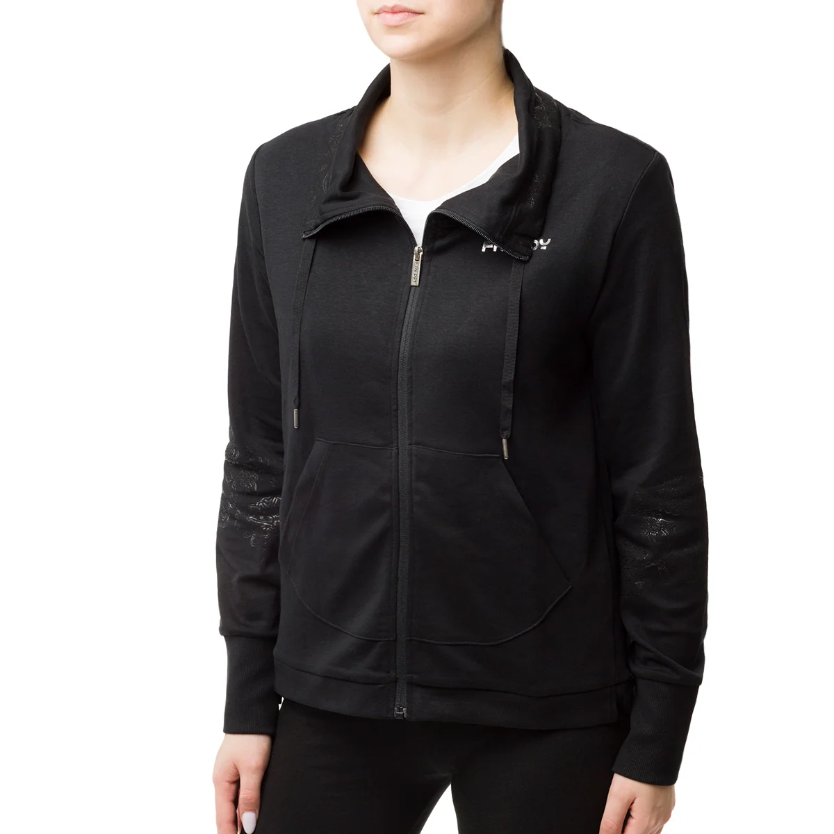 Felpa nera con zip e dettagli glitter da donna Freddy