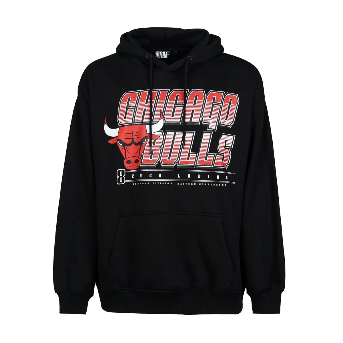 Felpa nera in cotone con cappuccio e logo Chicago Bulls NBA
