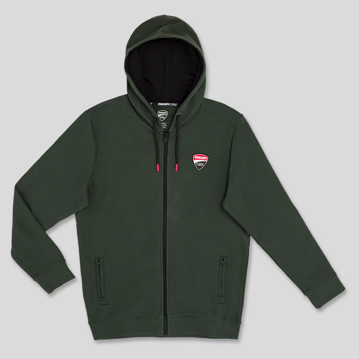 Felpa Verde Uomo sportiva con cappuccio e con tasche Ducati Corse
