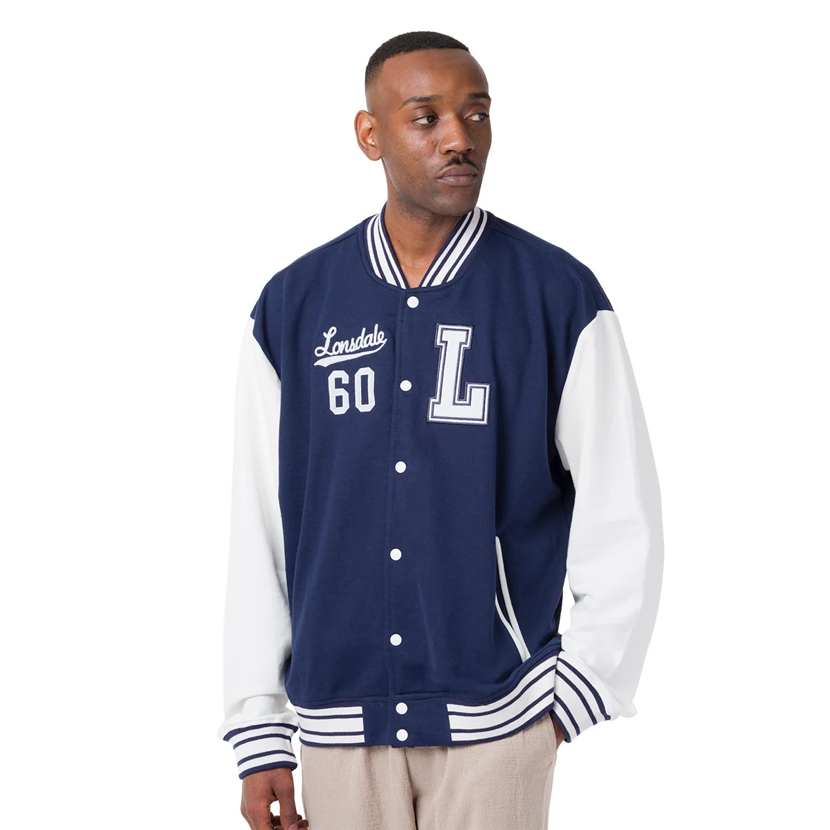 Giacca Bomber blu da Uomo con dettagli varsity Lonsdale