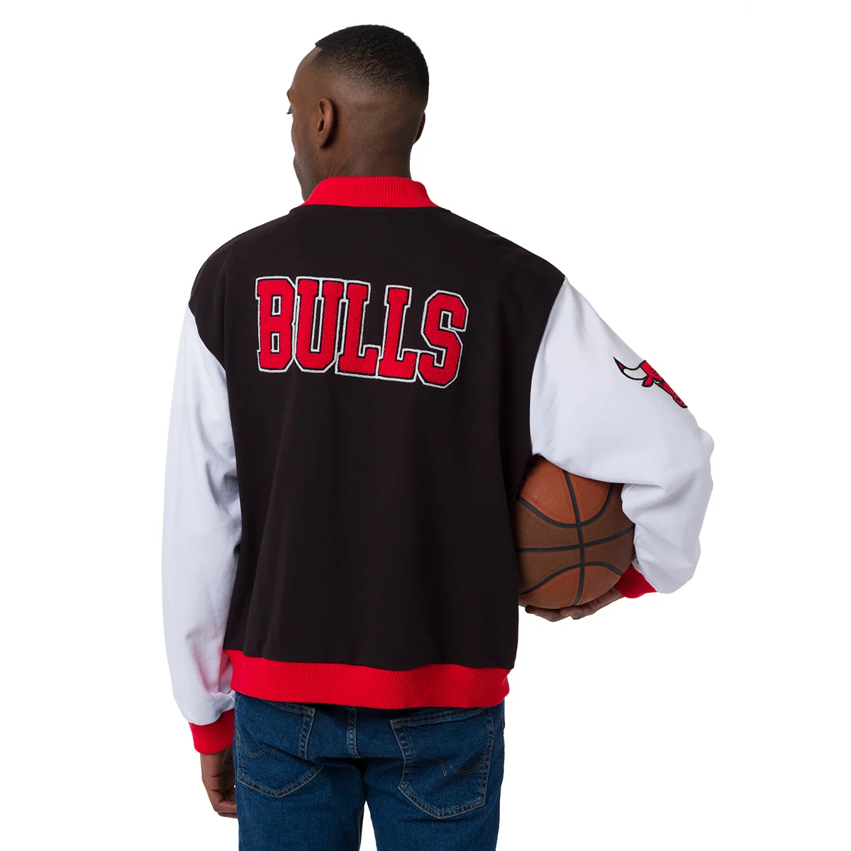 Giacca Bomber da Uomo rossa bianca e nera con ricami Chicago Bulls NBA