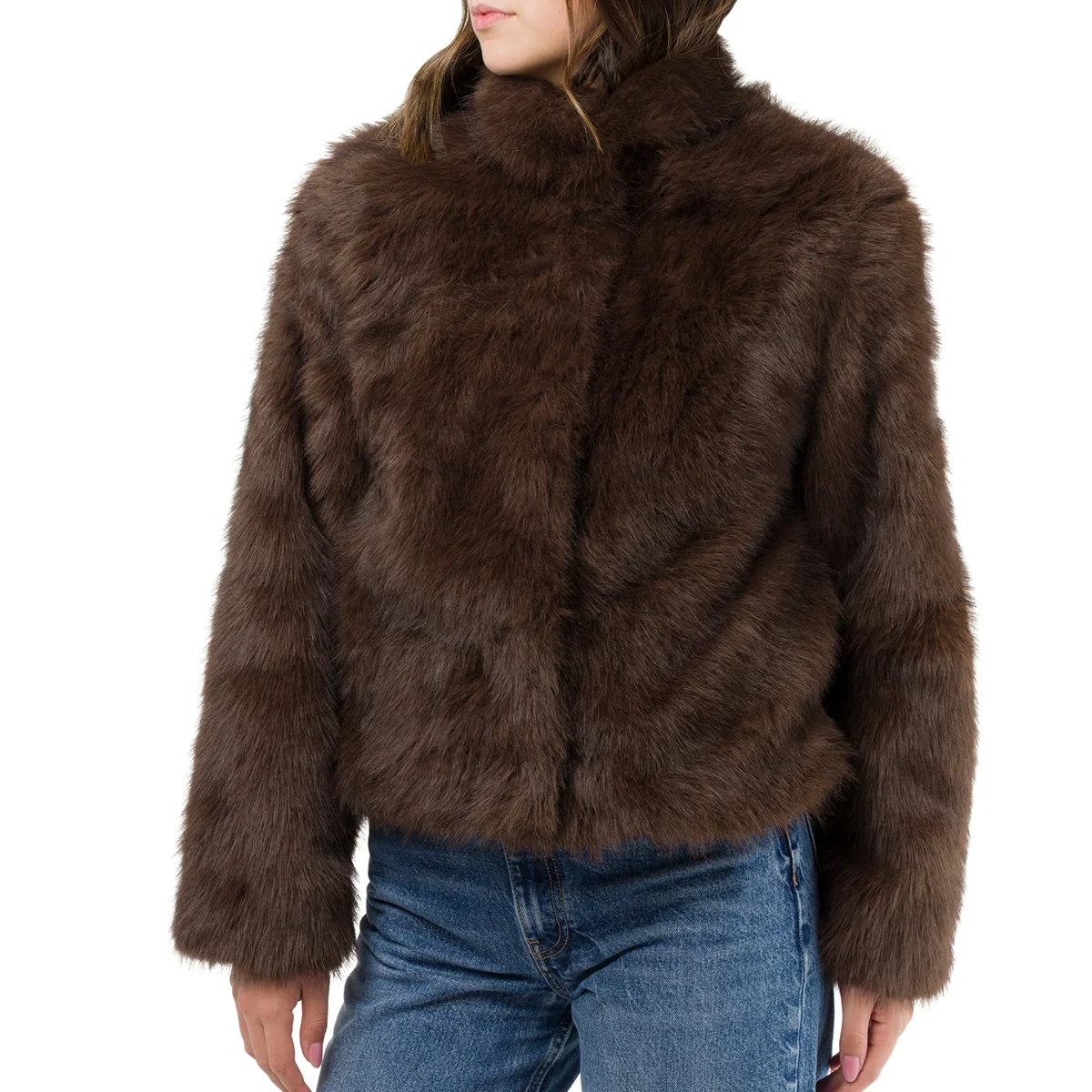 Giacca corta in pelliccia sintetica da donna marrone Vero Moda