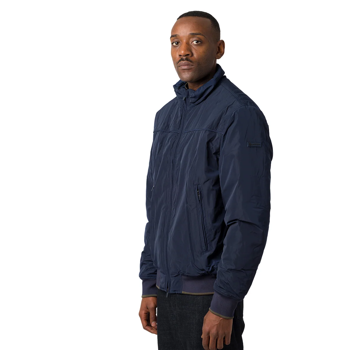 Giacca da uomo blu con collo alto e polsini a costine Navy Sail
