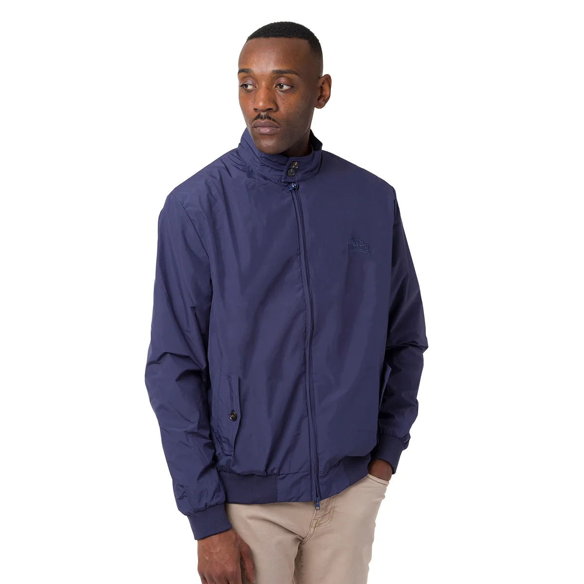 Giacca da Uomo Blu con Zip e Colletto Alto con logo ricamato Lonsdale
