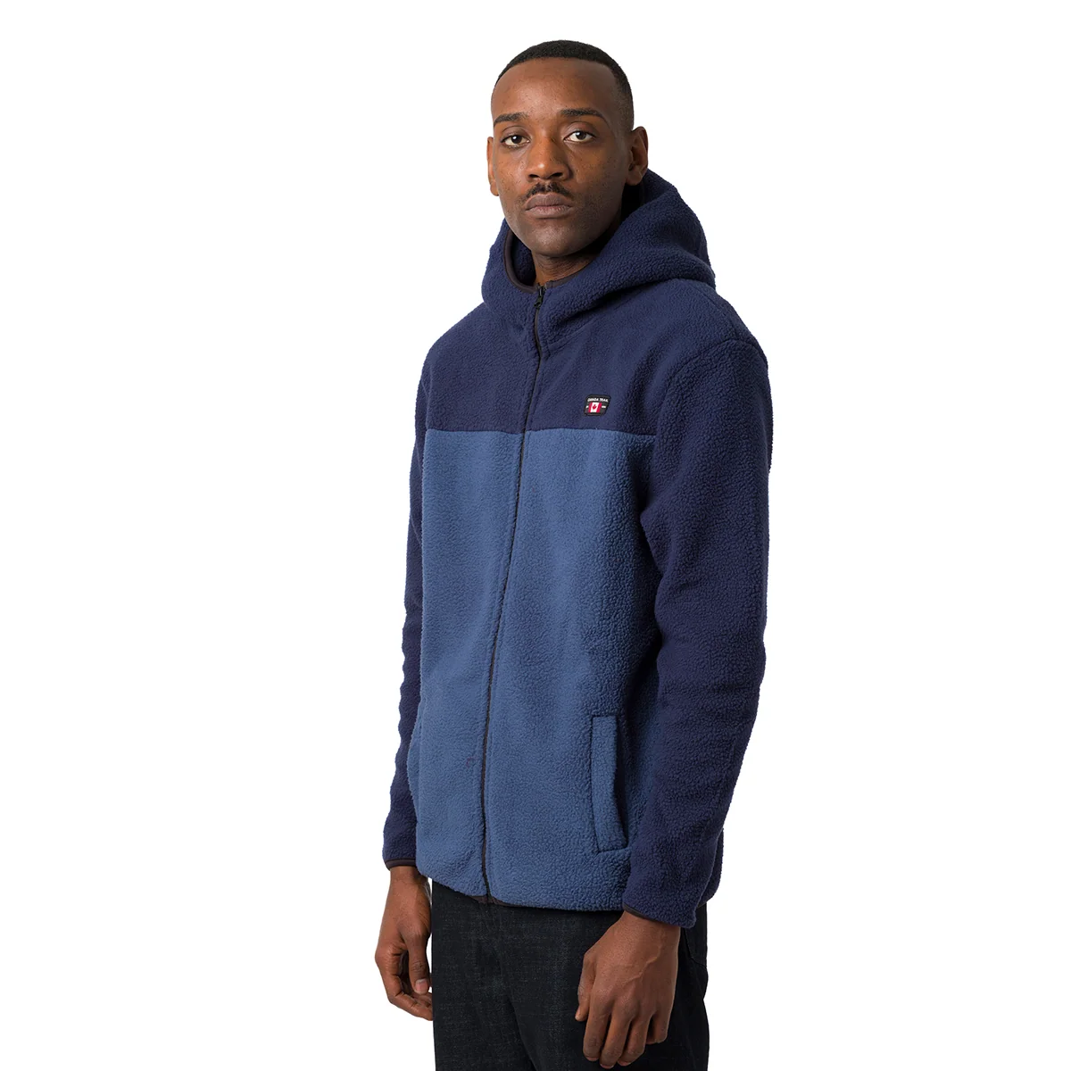 Giacca in pile da uomo bicolore blu full zip Canada Trail