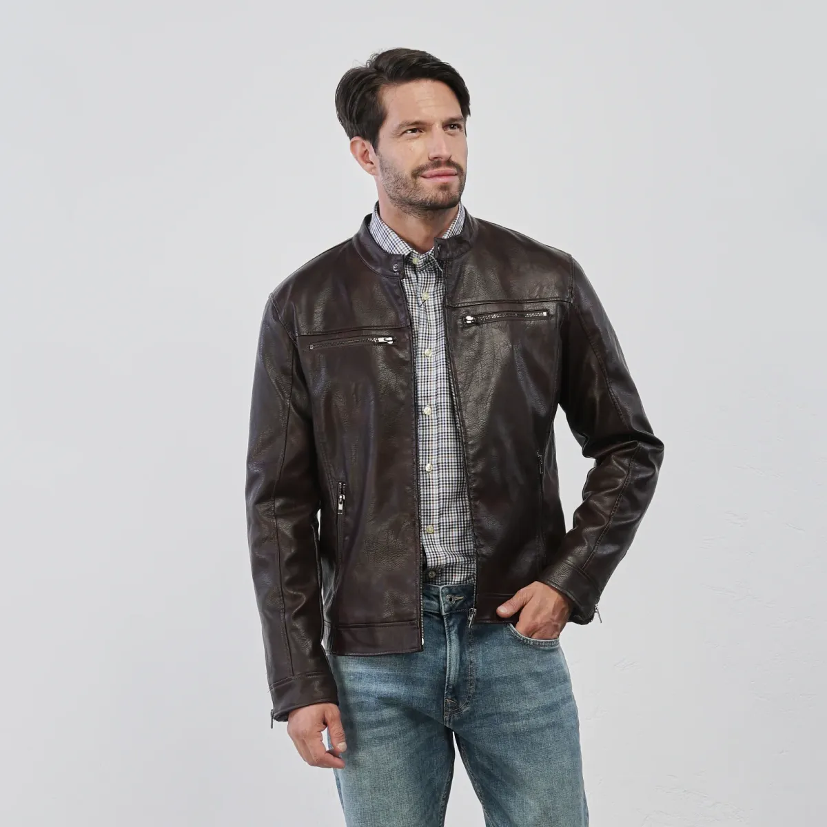 Giacca in similpelle marrone da Uomo Statham
